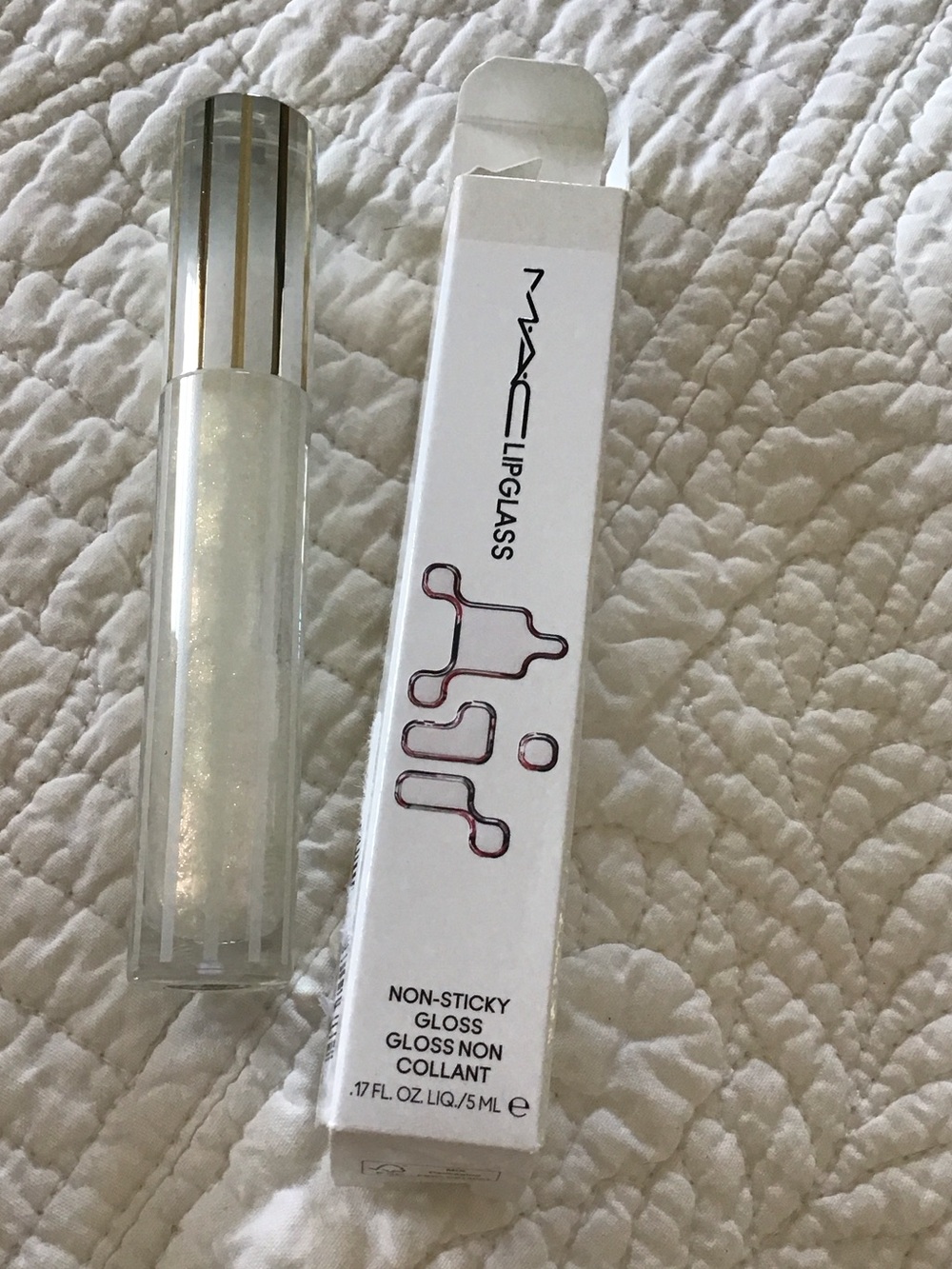 New MAC Cosmetics Lipglass Lip Gloss #221 Frosting — Iridescent Pearl White